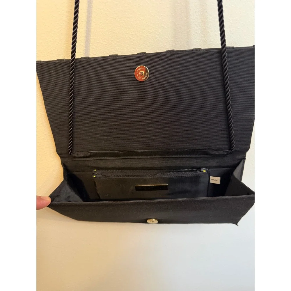Whiting and Davis Clutch Bag Womens OS Black Excellent Sequin Trim Formal